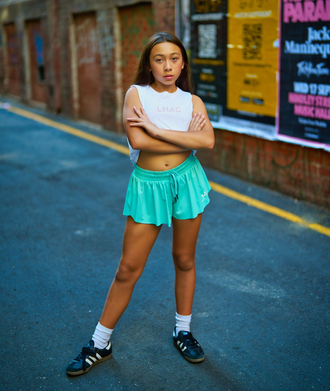 Butterfly Shorts - Apple Green with White Logo